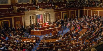 View, from the balcony, of congressmen and congresswomen on the house floor as the 115th Congress is called into session on its opening day, Washington DC, January 3, 2017. (Photo by Mark Reinstein/Corbis via Getty Images)